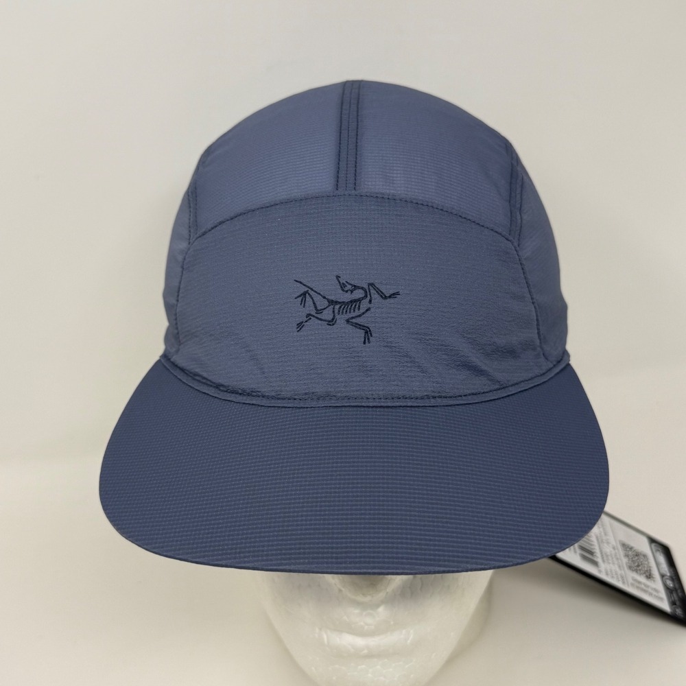 Arcteryx Aerios 5 Panel Cap Stratus Grey Black Sapphire L/XL X000009489 NWT